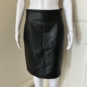 Christian Lauren Black Soft Vintage Pencil Leather Midi skirt size 8